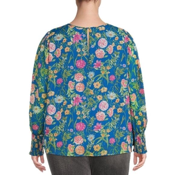 WOMEN'S PLUS SIZE Smocked Chiffon Top Blouse Shirt Size 3X - Picture 4 of 6